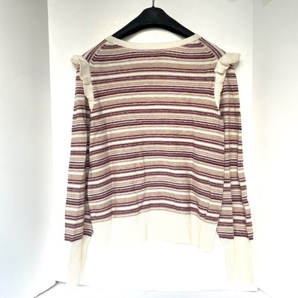 Joie V-Neck Sweater - Cream and Brown Stripes - Picture 4 of 9